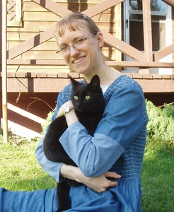 Kristina with our kitty, Claws.