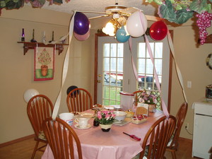 Kristina's birthday--Daniel fixed up the dining room and helped her make a special meal.