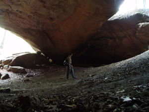 Exploring underneath the arch.