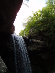 David, Robert, and Daniel exploring around the top of Eagle Falls.