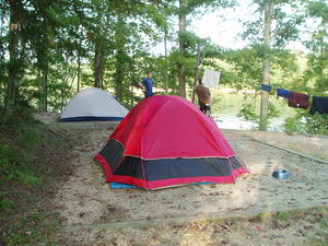 Back at our campsite, getting ready for sundown.