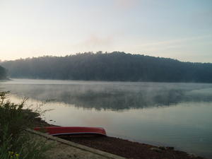 Sunday morning, we got up early enough to watch the sunrise and see the mist rising off the lake before breakfast! 