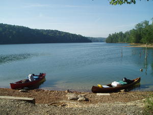 The canoes loaded and ready to go.