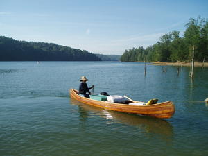 And we're off! Daniel coming to shore to pick up Kristina.