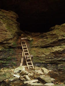 Ladder up to the biggest Indian Rock House along the trail. We ate lunch inside there.