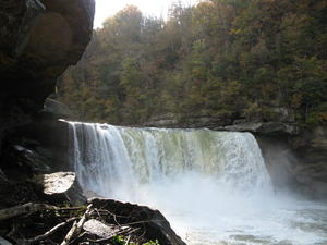 Erick and Kristina hiked at Cumberland Falls and Eagle Falls on Friday, while Daniel worked at a client's office. This is Cumberland Falls with the fall colors.