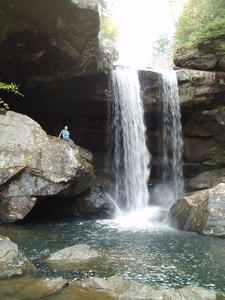Erick being a bit more adventurous--sitting by Eagle Falls (and trying not to slide off!)