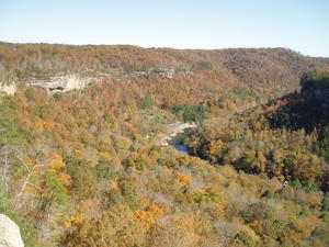 Fall view from the lookout at the top of the ridge above the coal mining camp. From there we hiked straight down into the gorge below.