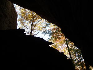 Looking straight up at the crack above us