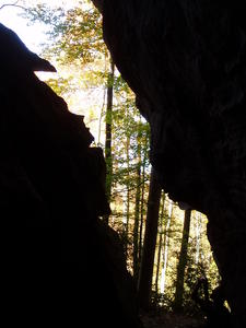 And the crack in front of us out the other side.