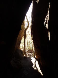 Looking through the crack we were headed out through.