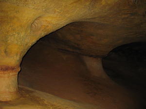 Interesting formations deep inside the cave.
