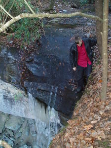 Chad looking straight down Yahoo Falls.