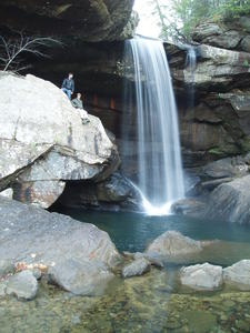 Sabbath, we took Kristina's cousin Fred and his wife Alicia to Eagle Falls. Here's Fred and Daniel exploring around the falls.