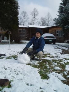 Lets see how big of a snowman we can build with 2.5 inches of snow on the ground!