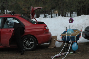 The groomsmen and ushers, along with Kristina's brother, came up with a fascinating wheelbarrow idea.