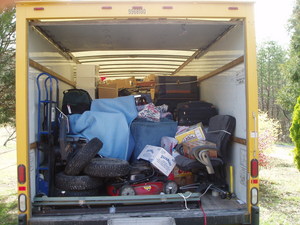 Daniel's brother Andrew arrived a few hours later to help us start unloading the truck. Here's what it looked like inside!