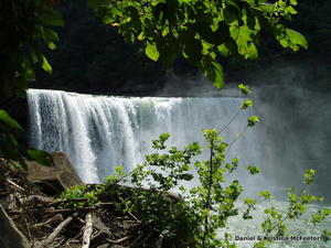 Here's the same closer view of Cumberland Falls-- this time during the summer! The sunshine and green bushes just make it sparkle!