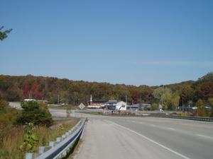 Driving down the highway toward our place, here is one of the closest towns to us--the metropolis of Parkers Lake! (Don't worry, there's a larger town a few miles further.)