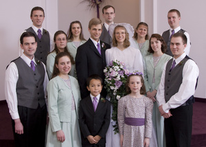 Daniel and Kristina with Bridal Party (including Flower Girl and Bible Boy)