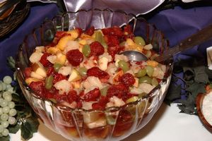 One of the 14 fruit salads served at the reception.