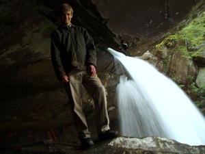 Neat photo of Daniel on the rock next to the falls. The noise was deafening and our ears were ringing for a while!