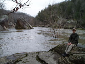 Daniel enjoying the flooded Cumberland River.