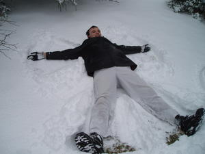 Robert making a snow angel...