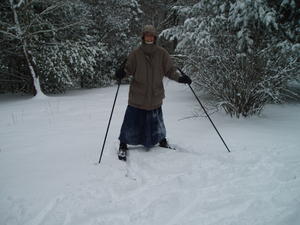 How do you make a snow angel with skis on? Step one: Find a nice down-hill slope, making for an easy fall (don't worry about getting back up)...