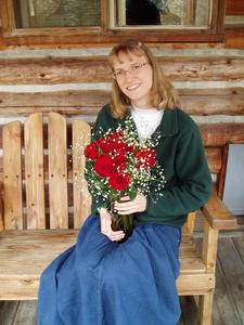 The dozen roses that Daniel bought and arranged himself to surprise Kristina!