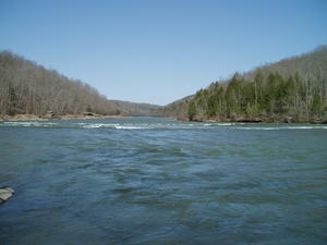 Far away view of the rapids at Thunderstruck Shoals. The sound was amazing!
