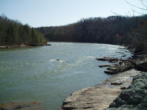 Looking back at the rapids in the distance, just before hiking back.