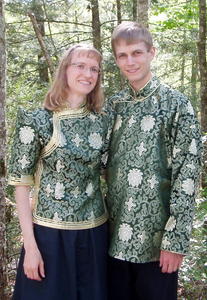 Daniel and Kristina in matching Mongolian outfits, also for Youth Sabbath.