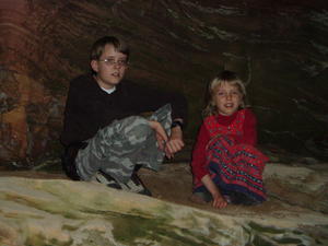 Levi and Gracie having fun on the rocks.