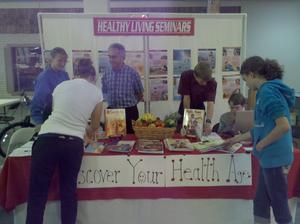 We did blood pressure checks, body fat ratio, lung capacity test, and health age, besides literature free and for sale.