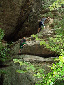 Danielle and Jimmy climbing around.