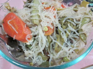 Some of the noodle/vegetable mixture we put in the spring rolls.