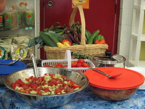  This month's theme is garden vegetables. (We do one class a month in two different locations, but don't always take photos)