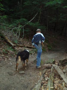 Levi spending time with his favorite dog, Baxter, who was able to come visit too.