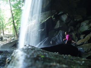 Elisabeth taking her turn under the mist.