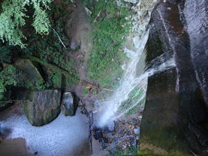 Looking straight down the falls... (don't worry, she had her arms WAY out, not her head!)