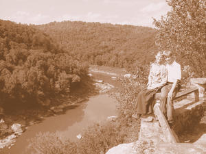 Daniel and Kristina's "old fashioned photo" at Yahoo Falls overlook :)