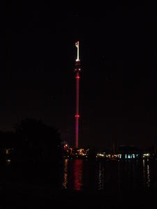 We went up to the top of that tower--was a neat view at night!