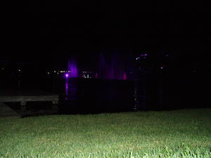 The colored fountains just before the firework display.