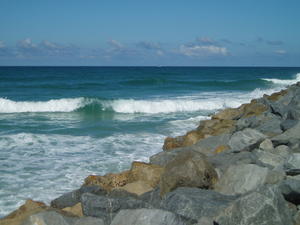 Watching the waves beat the rocky shore was fun!