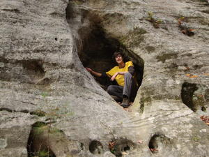 Lucas climbing around