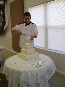 Our friend, Joel, made a yummy vegan cake.