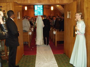 Kristina and one of the ushers manning the doors.