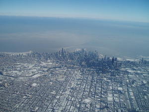 After the colporteurs left, Daniel and Kristina flew to California to visit his Grandpa and family. Lucas stayed behind with Anton, who house-sitted for us. Here's our view of Chicago from the plane.