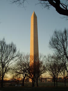 Washington Monument in the sunset.